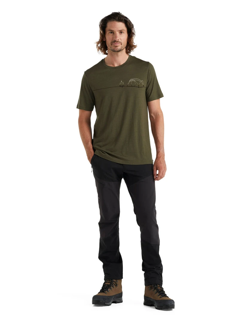 Icebreaker Men's Tech Lite II Short Sleeve Tee - Vamosoutdoors Single Line Camp Loden 2 Vamosoutdoors Shirts M's Tech Lite II SS Tee- Single Line Camp Loden