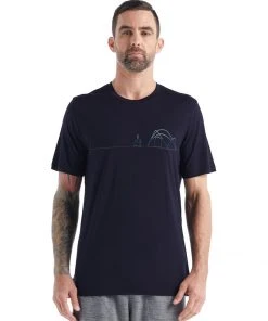 Icebreaker Shirts M's Tech Lite II SS Tee- Single Line Camp Midnight