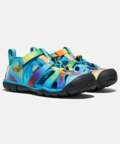 Keen Little Kids' Seacamp II CNX Water Sandals - Vivid Blue/Tie Dye 9 Keen Little Kids' Seacamp II CNX - Vivid Blue/Tie Dye