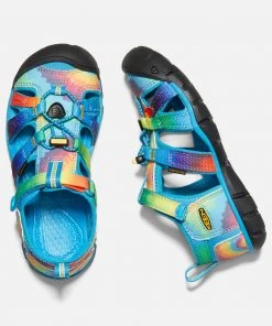Keen Little Kids' Seacamp II CNX Water Sandals - Vivid Blue/Tie Dye 11 Keen Little Kids' Seacamp II CNX - Vivid Blue/Tie Dye