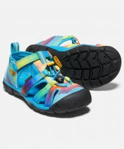 Keen Little Kids' Seacamp II CNX Water Sandals - Vivid Blue/Tie Dye 10 Keen Little Kids' Seacamp II CNX - Vivid Blue/Tie Dye