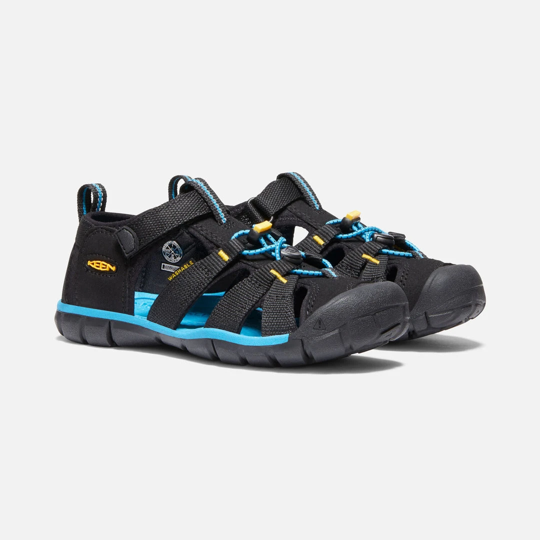 Keen Big Kids' Seacamp II CNX Water Sandals - Black/Keen Yellow | Durable & Comfortable 3 Big Kids' Seacamp II CNX - Black/Keen Yellow