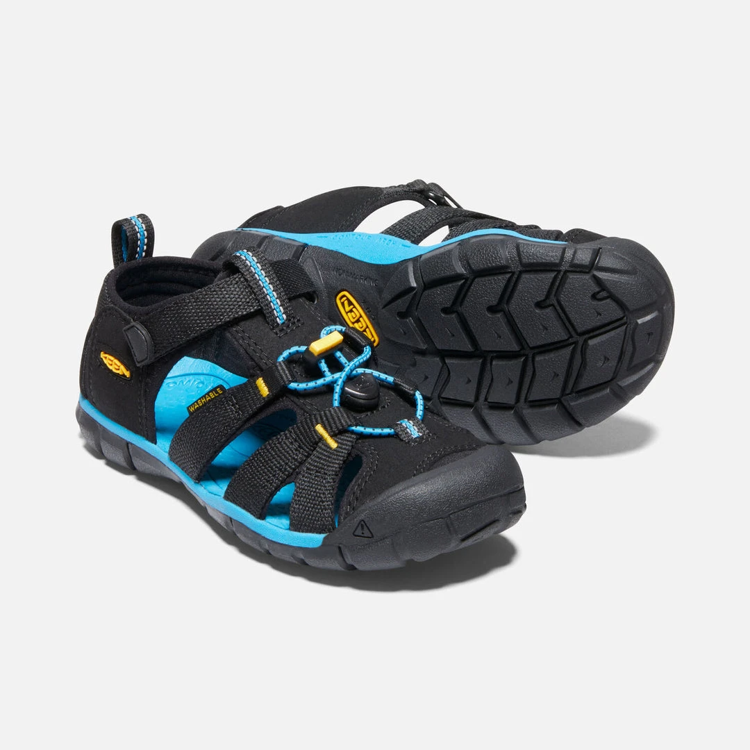 Keen Big Kids' Seacamp II CNX Water Sandals - Black/Keen Yellow | Durable & Comfortable 4 Big Kids' Seacamp II CNX - Black/Keen Yellow