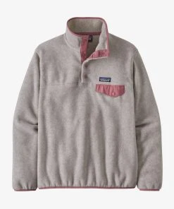 Patagonia W's Lightweight Synchilla® Snap-T® Fleece Pullover - Oatmeal Heather/ Light Star Pink WOMENS
