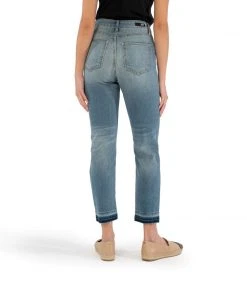 Kut Denim Naomi High Rise Fab Ab- Obliging Wash Ankle Straight Leg
