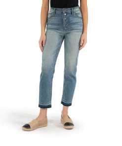 Kut Denim Naomi High Rise Fab Ab- Obliging Wash Ankle Straight Leg