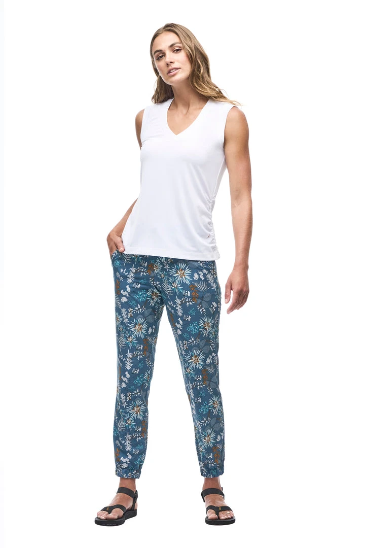 Indyeva LASTIK Pants - Botanical Deep Sea Print - Women's High-Waisted Yoga Pants 1 Indyeva LASTIK Pants - Botanical Deep Sea Print WOMENS