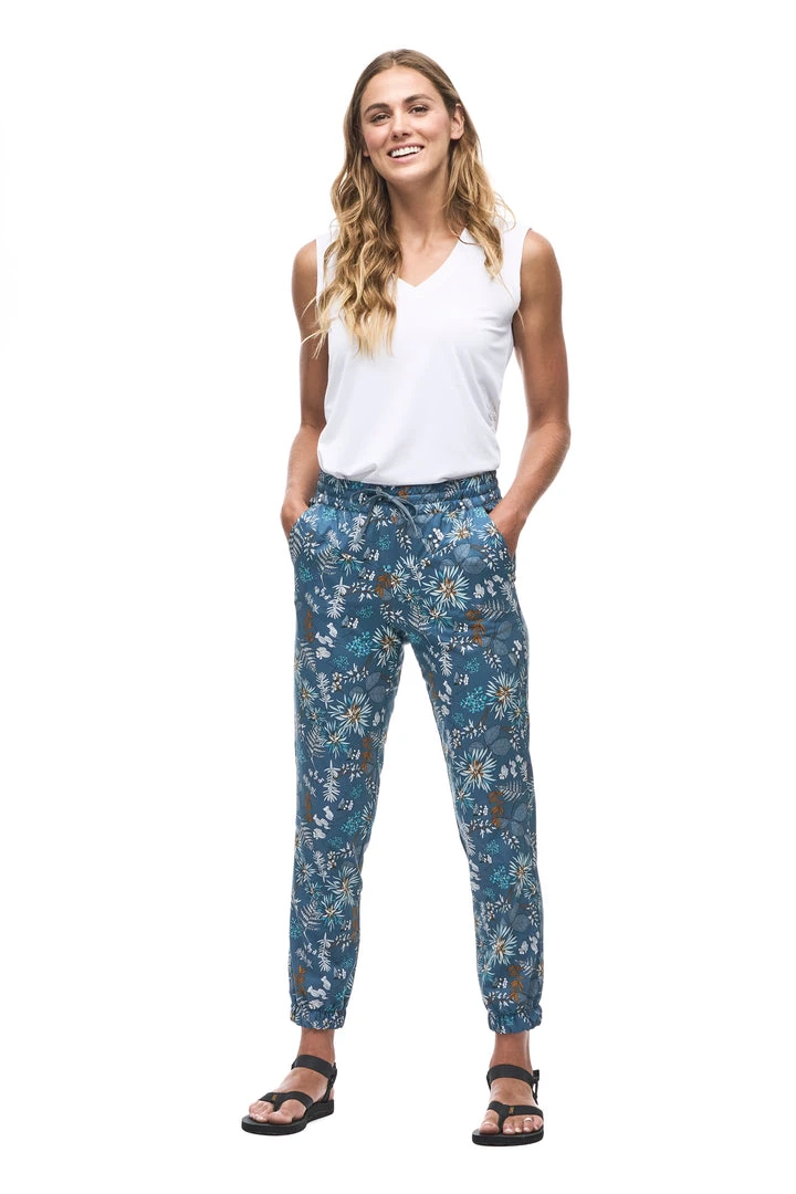 Indyeva LASTIK Pants - Botanical Deep Sea Print - Women's High-Waisted Yoga Pants 2 Indyeva LASTIK Pants - Botanical Deep Sea Print WOMENS