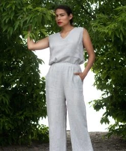 Lemonwood Puglia Wide Leg Pants - Lunar Rock