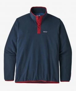 Patagonia Men's Micro D® Snap-T® Fleece Pullover - New Navy with Classic Red | Warm & Stylish Sweaters 6 Patagonia M's Micro D® Snap-T® Fleece Pullover - New Navy W/Classic Red Sweaters