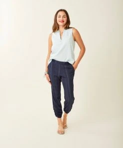 Vamosoutdoors W's Avery Beach Pant- Navy Lau Stripe WOMENS