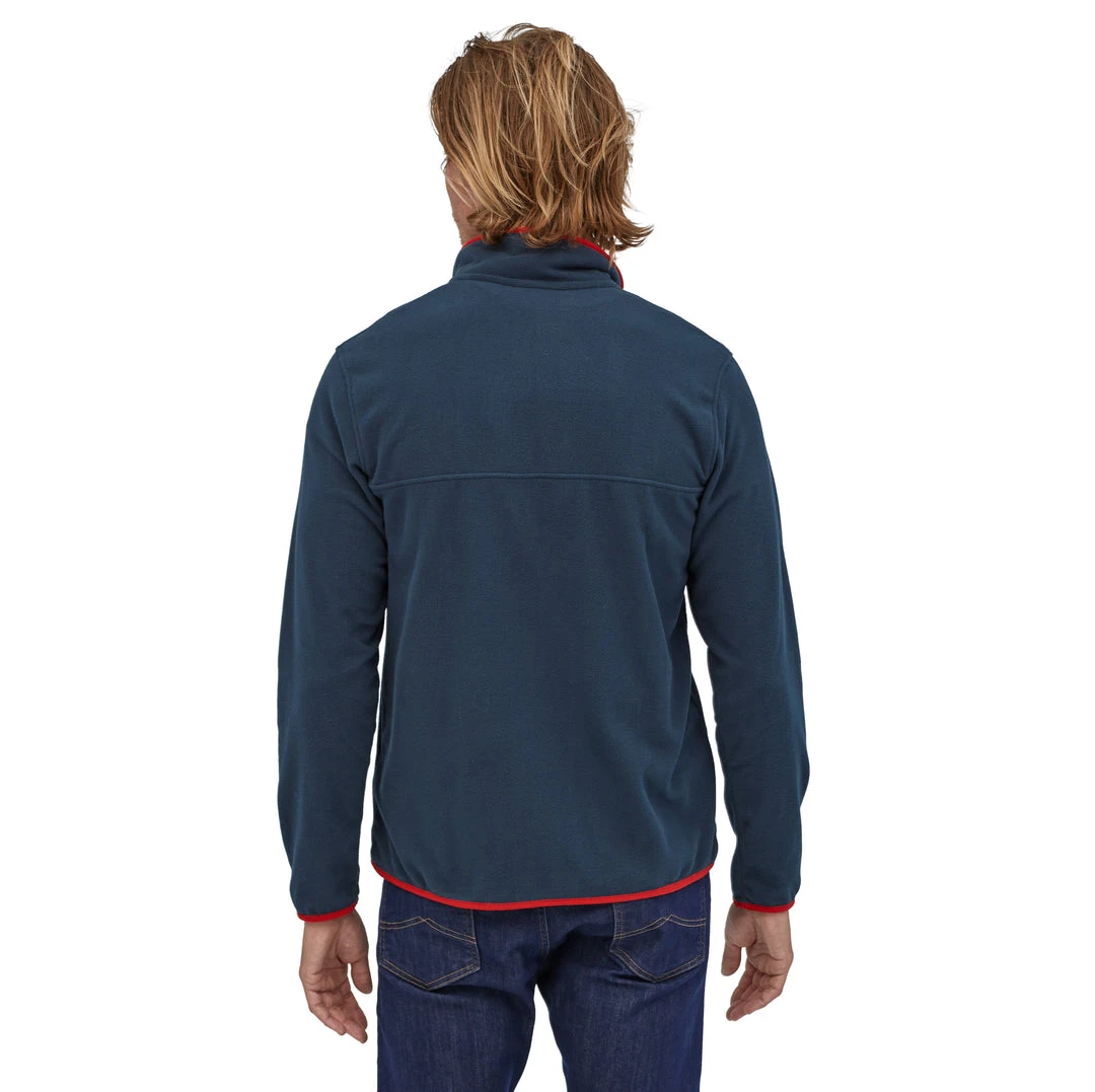 Patagonia Men's Micro D® Snap-T® Fleece Pullover - New Navy with Classic Red | Warm & Stylish Sweaters 2 Patagonia M's Micro D® Snap-T® Fleece Pullover - New Navy W/Classic Red Sweaters