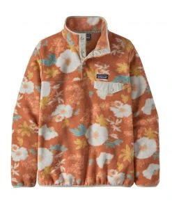 Patagonia Women's W's Lightweight Synchilla® Snap-T® Fleece Pullover - Flower Power Big: Toasted Peach 6 Patagonia WOMENS W's Lightweight Synchilla® Snap-T® Fleece Pullover - Flower Power Big: Toasted Peach