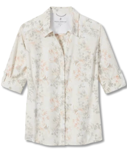 Royal Robbins W's Expedition 3/4 Sleeve - Creme Zephyr Pt WOMENS