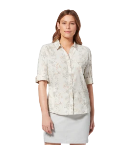 Royal Robbins W's Expedition 3/4 Sleeve - Creme Zephyr Pt WOMENS