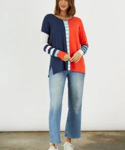 Zaket & Plover W's Fun Stripe Sweater - Denim WOMENS