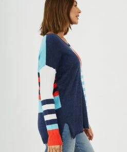 Zaket & Plover W's Fun Stripe Sweater - Denim WOMENS