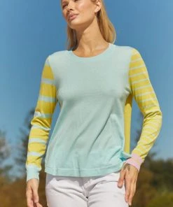 Zaket & Plover Stripe Play Sweater Aqua Combo